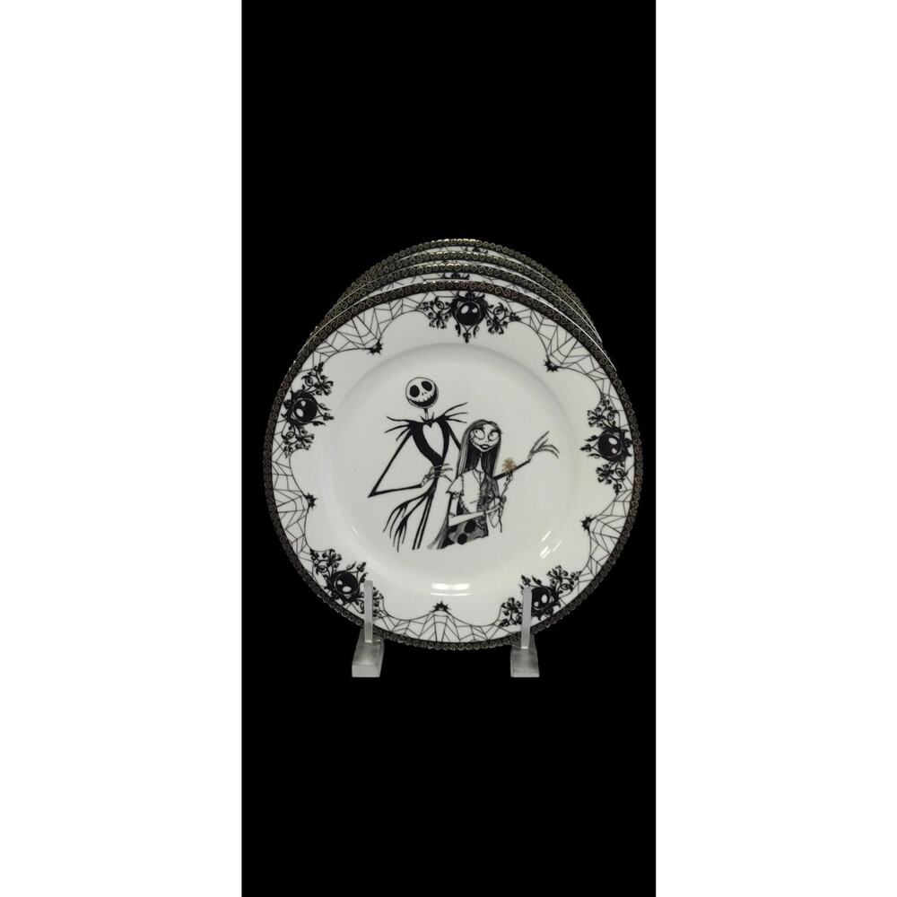 Set of 4 Disney Nightmare Before Christmas Jack Sally Halloween Dinner Plates